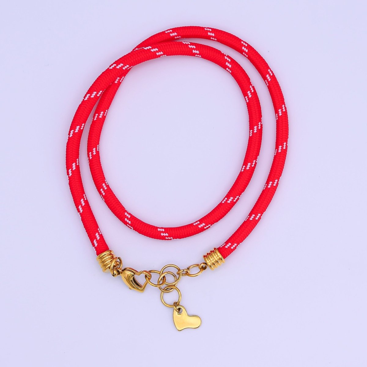 Stainless Steel 5mm Red, Green Heart Summer Sport Cord 18.5 Inch Necklace | WA - 3157 WA - 3158 - DLUXCA