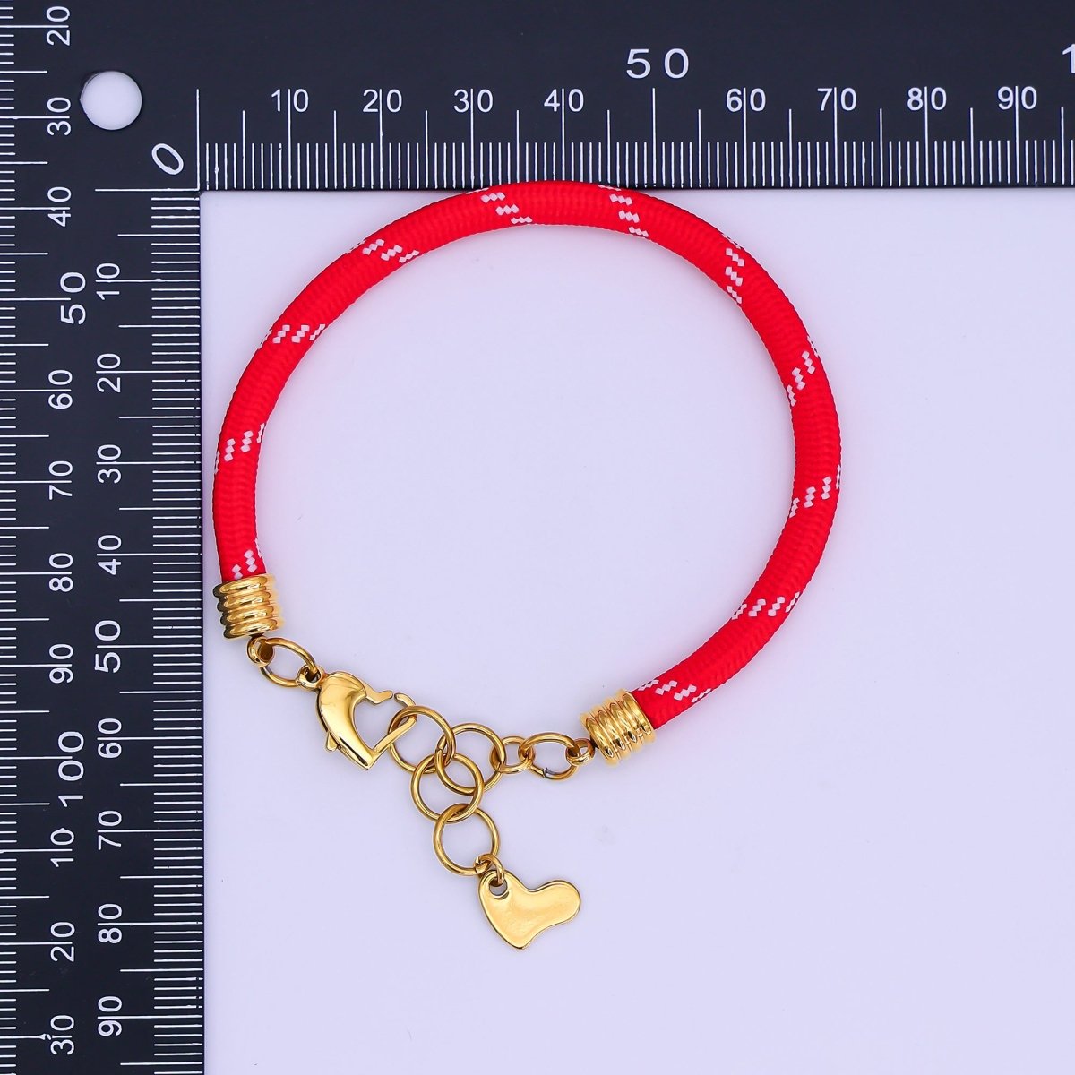 Stainless Steel 5mm Red, Green Heart Summer Sport Cord Bracelet | WA - 3159 WA - 3160 - DLUXCA