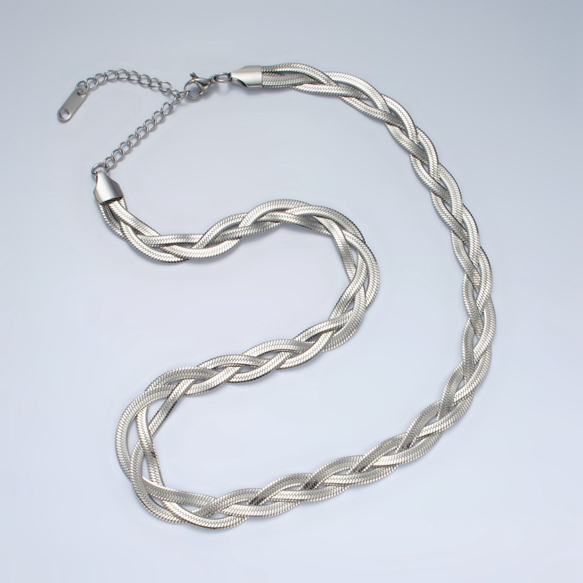 Stainless Steel 7.6mm Triple Herringbone Chain Necklace in Gold, Silver, Mixed Metal | WA - 2530 ~ WA - 2532 - DLUXCA