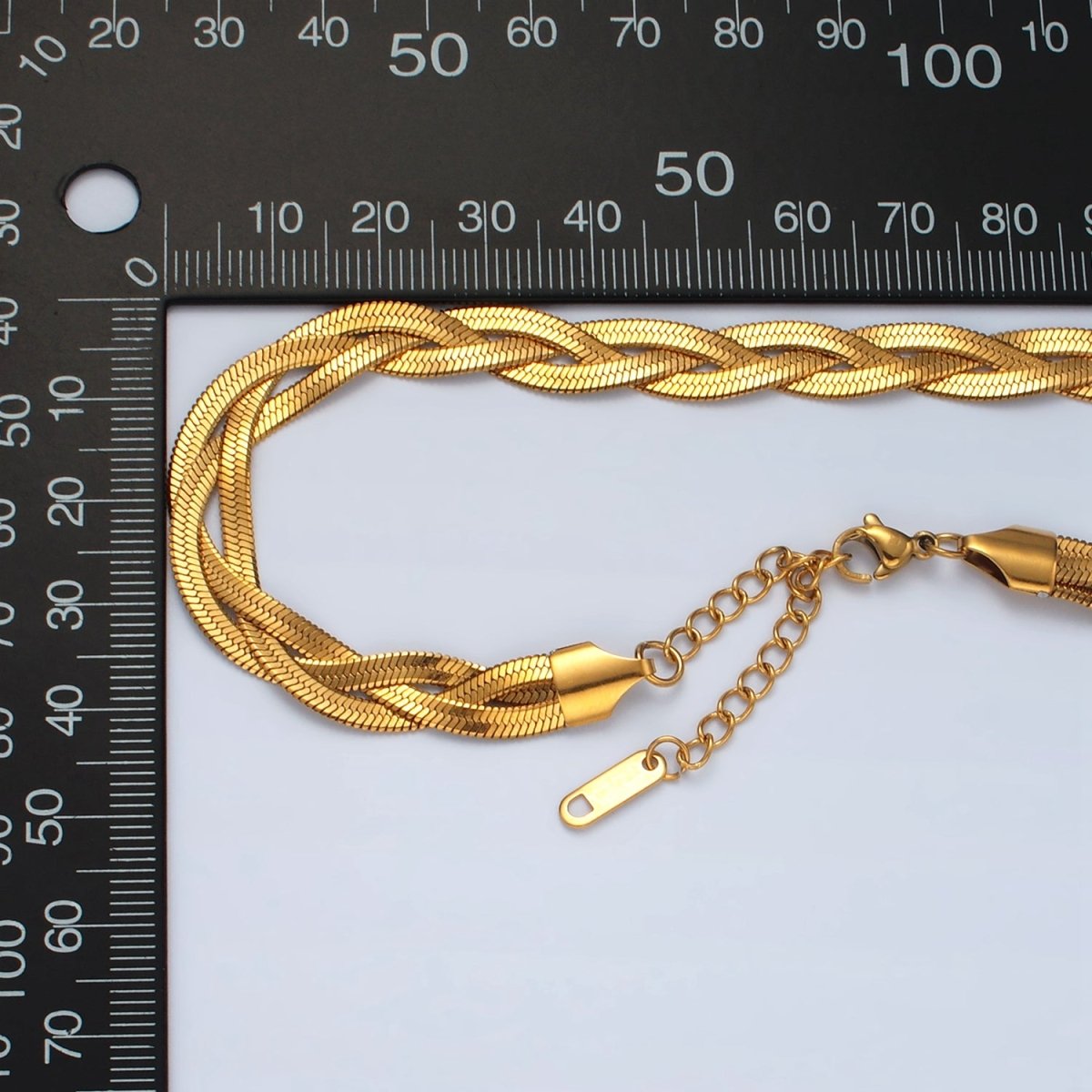 Stainless Steel 7.6mm Triple Herringbone Chain Necklace in Gold, Silver, Mixed Metal | WA - 2530 ~ WA - 2532 - DLUXCA