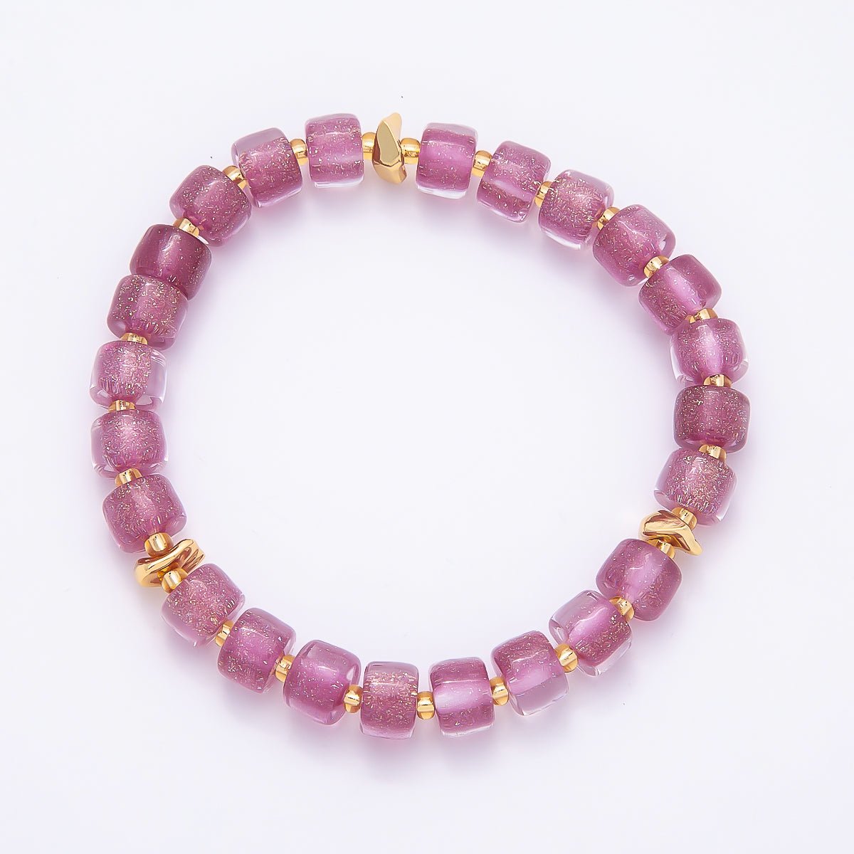 Stainless Steel 8mm Multicolor, Purple, Orange, Pink, Green, White, Blue Glitter Resin Rondelle Bead 7 Inch Stretch Bracelet | WA-04581 - WA-04588 - DLUXCA