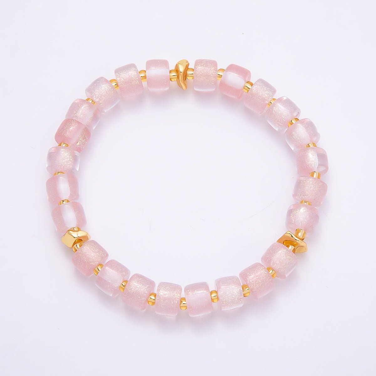 Stainless Steel 8mm Multicolor, Purple, Orange, Pink, Green, White, Blue Glitter Resin Rondelle Bead 7 Inch Stretch Bracelet | WA-04581 - WA-04588 - DLUXCA