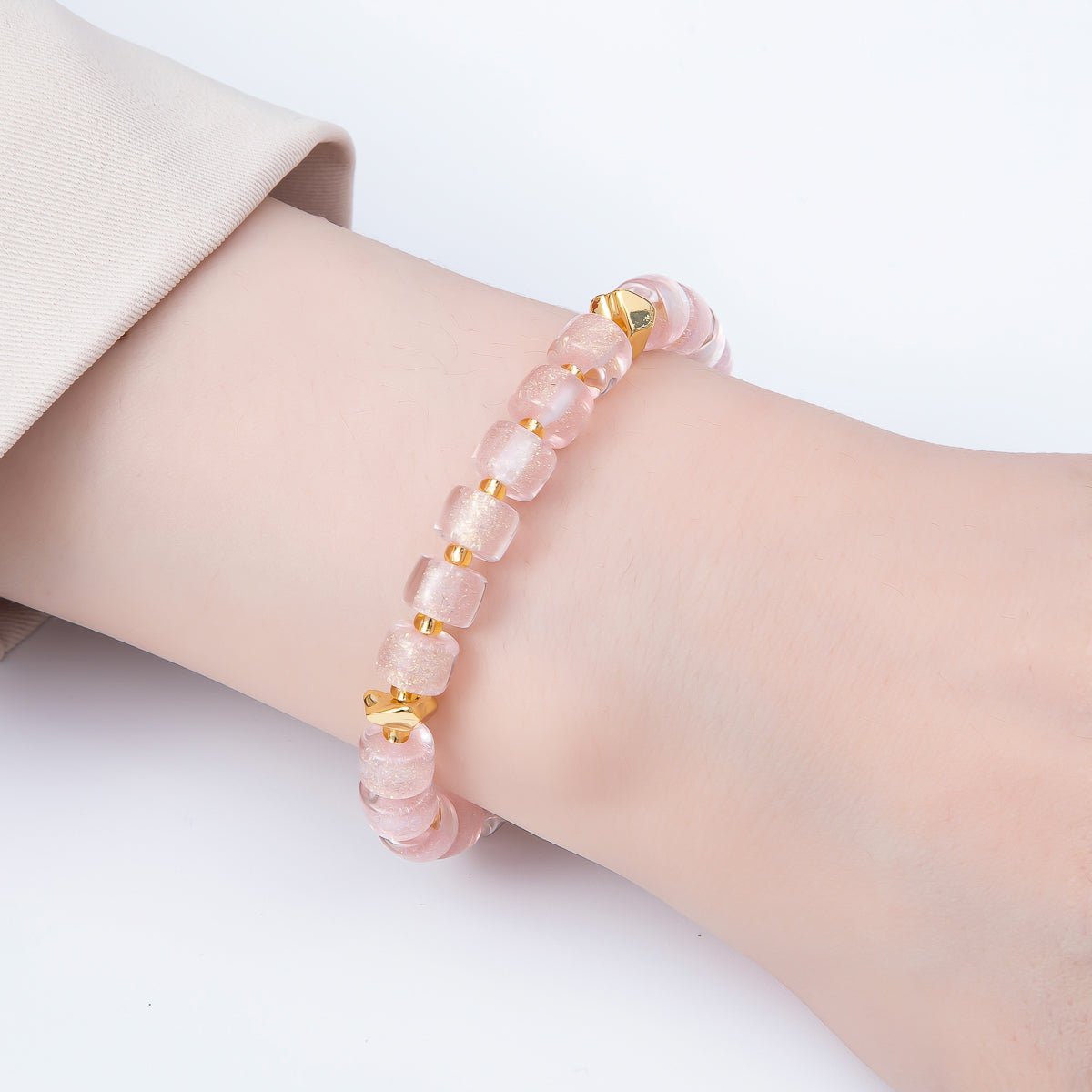 Stainless Steel 8mm Purple, Multicolor, White, Purple, Pink, Blue, Green, Orange Glitter Resin Rondelle Bead 7 Inch Bracelet w. Extender | WA-04573 ~ WA-04580 - DLUXCA