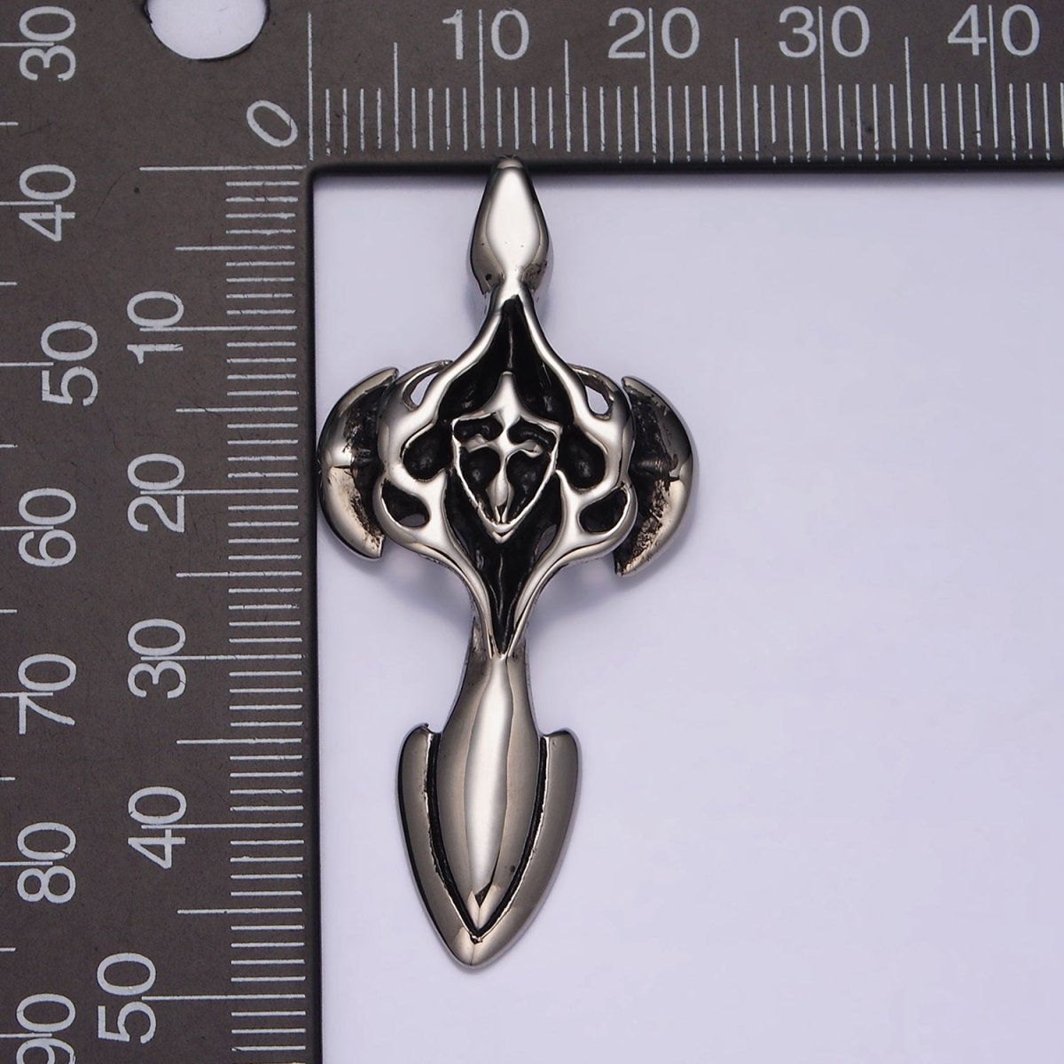 Stainless Steel Abstract St. James Cross Sword Silver Charm P - 554 - DLUXCA