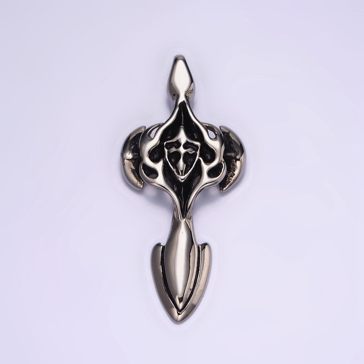 Stainless Steel Abstract St. James Cross Sword Silver Charm P - 554 - DLUXCA