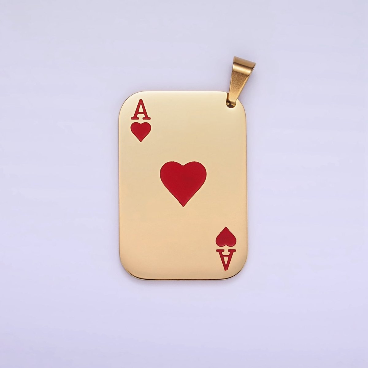 Stainless Steel Ace of Heart Pendant Ace of Skull Charm Playing Card in Gold & Silver | P1437 P1438 - DLUXCA