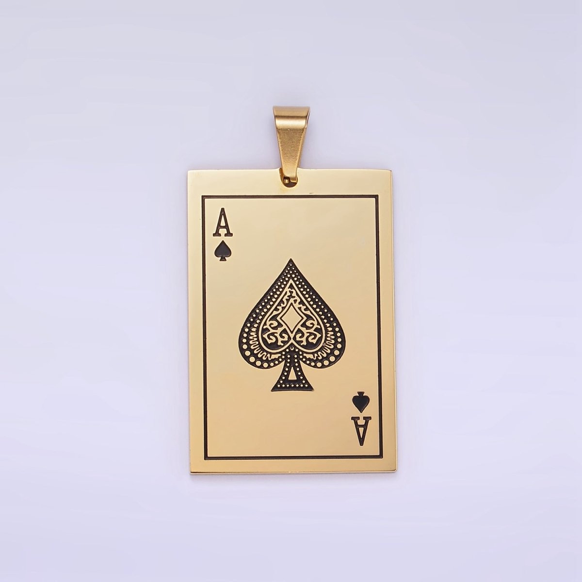 Stainless Steel Ace of Spade Pendant Poker Playing Card Charm in Gold & Silver | P1435 - DLUXCA