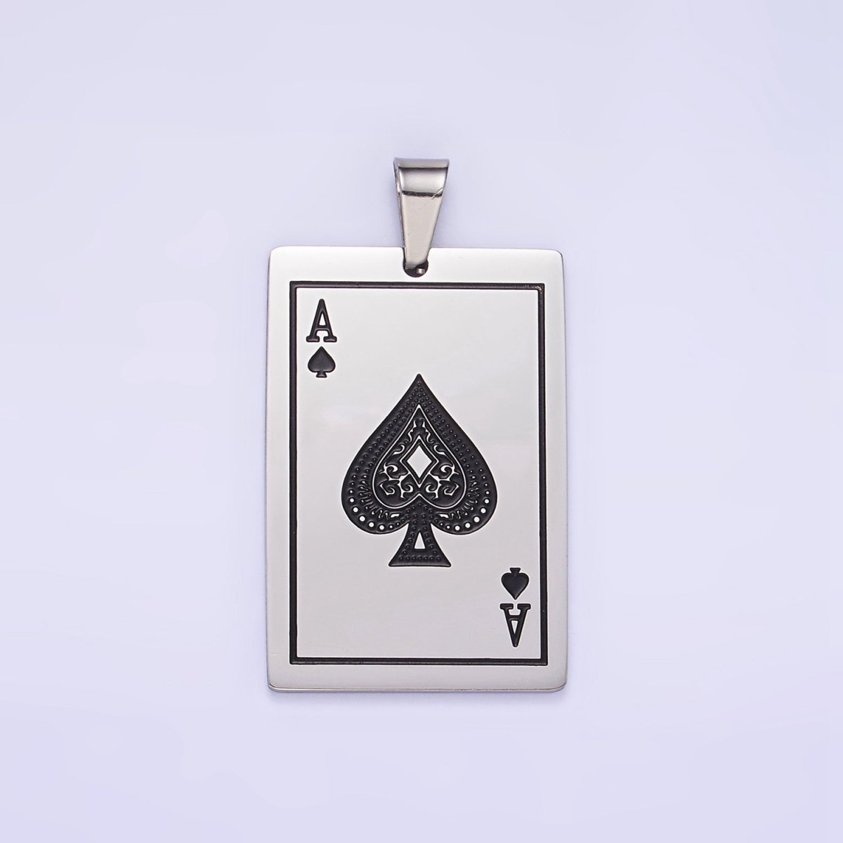 Stainless Steel Ace of Spade Pendant Poker Playing Card Charm in Gold & Silver | P1435 - DLUXCA
