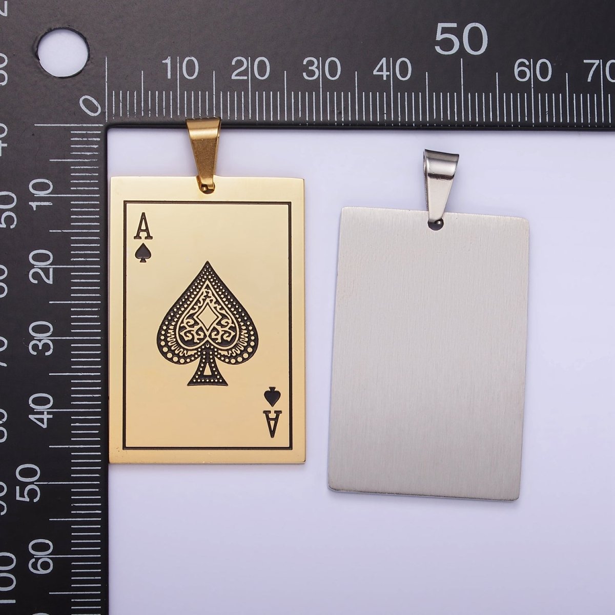 Stainless Steel Ace of Spade Pendant Poker Playing Card Charm in Gold & Silver | P1435 - DLUXCA