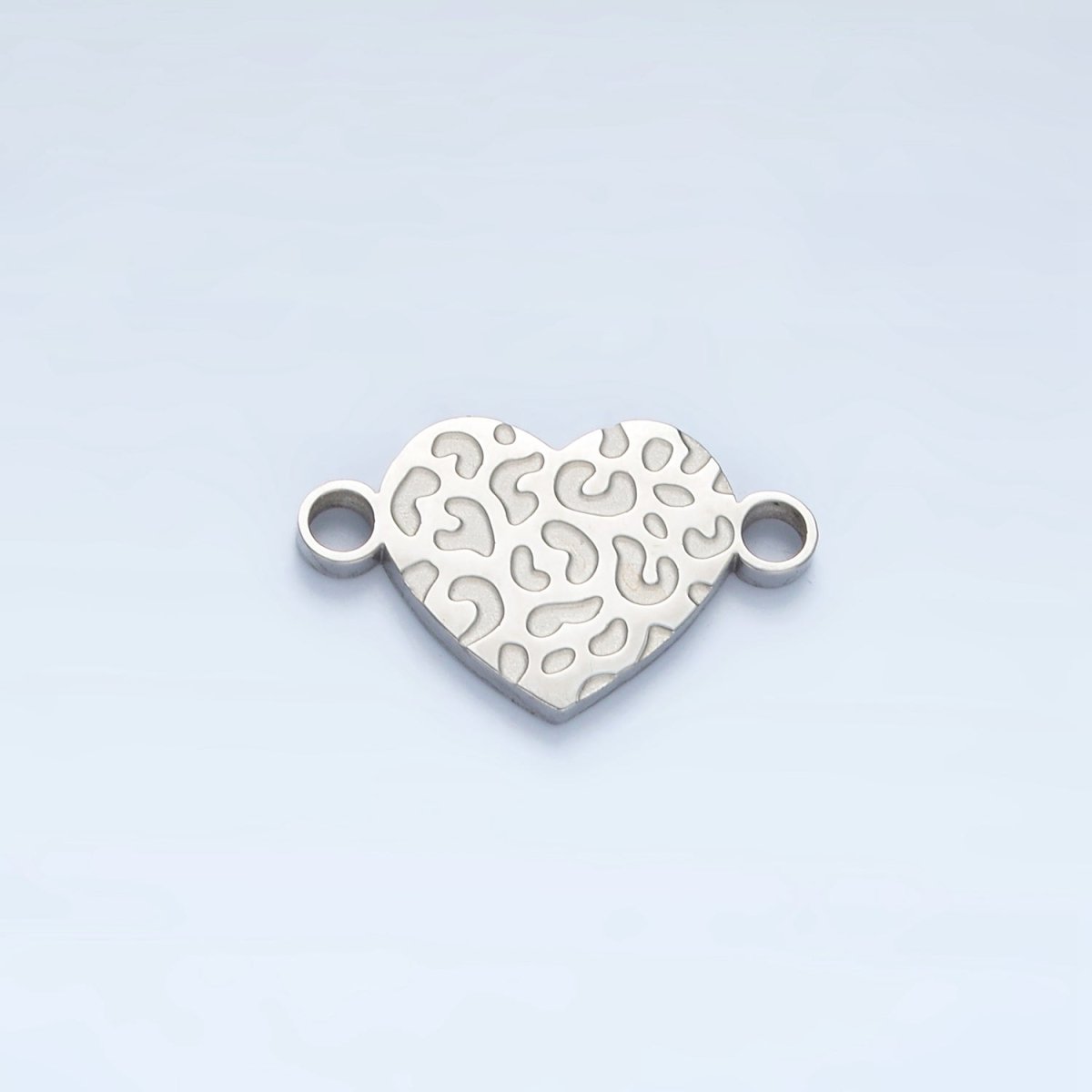 Stainless Steel Animal Print Etched Heart Connector Gold Cheetah Leopard print charm F104 - DLUXCA