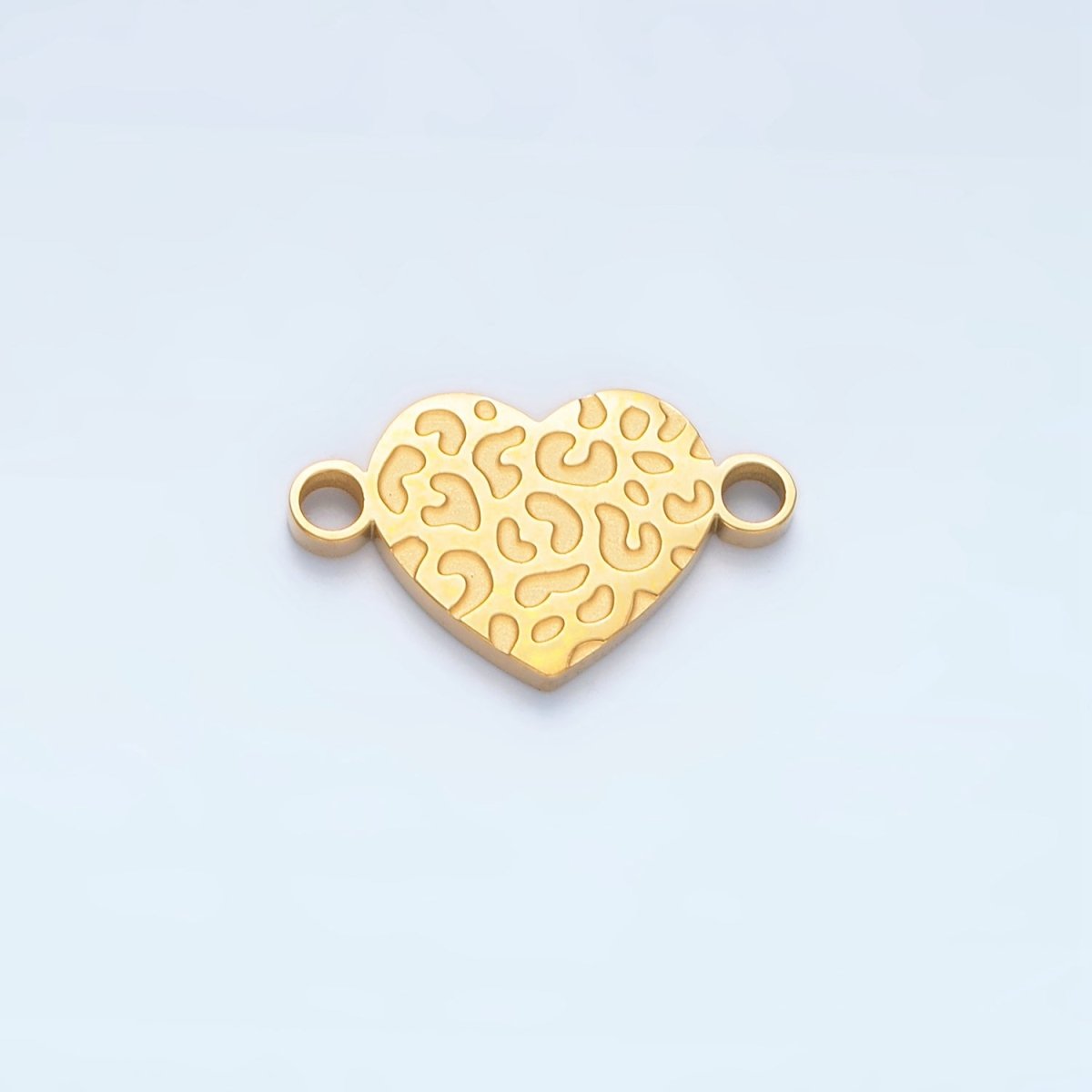 Stainless Steel Animal Print Etched Heart Connector Gold Cheetah Leopard print charm F104 - DLUXCA