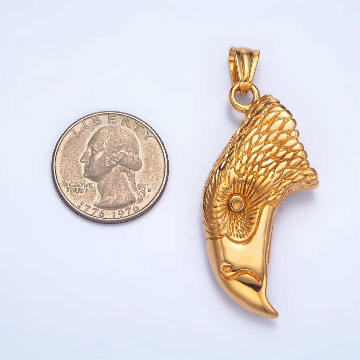 Stainless Steel Bald Eagle Head Bird Animal Pendant | P - 1489 - DLUXCA