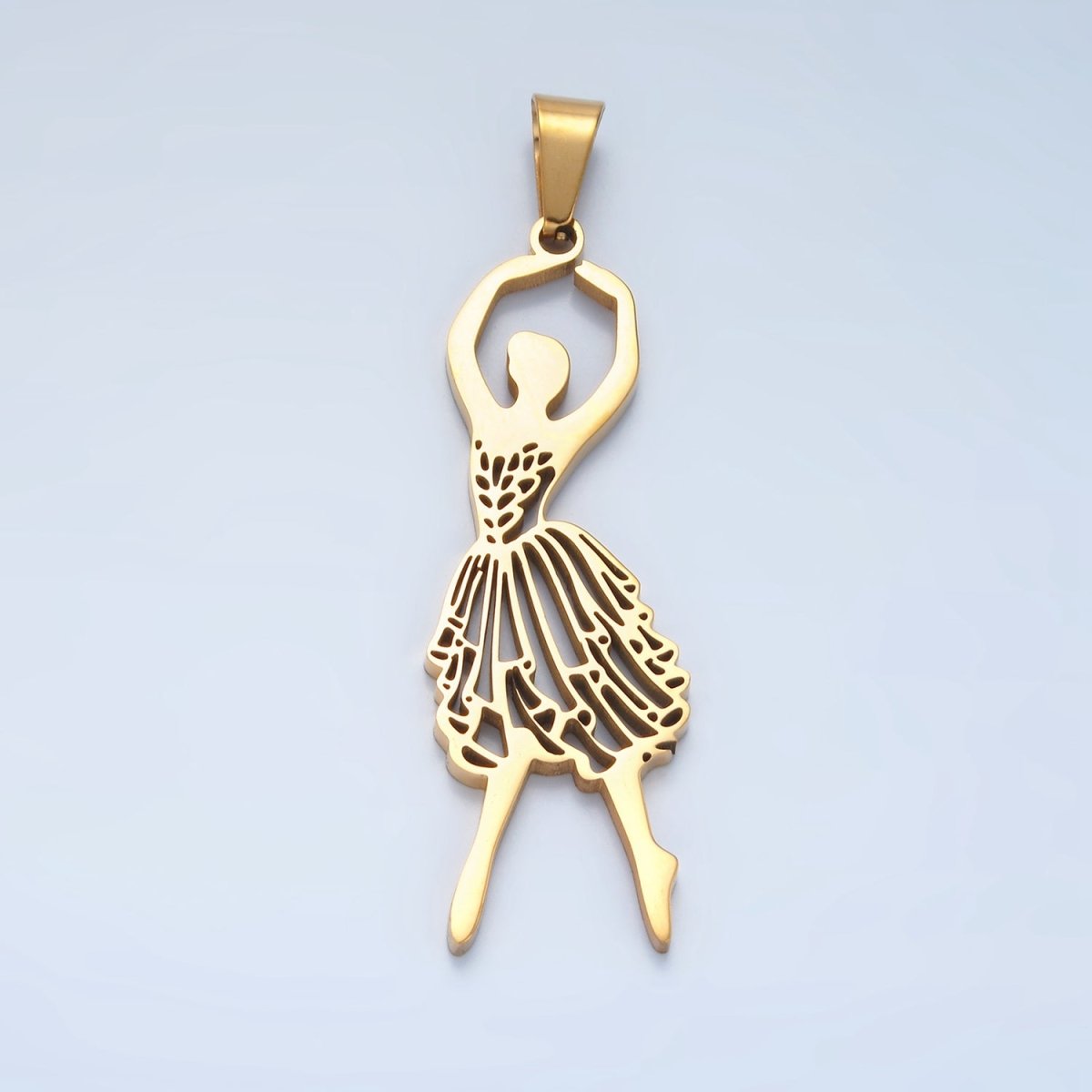 Stainless Steel Ballerina Ballet Dancing Open Pendant in Gold & Silver | P1485 - DLUXCA