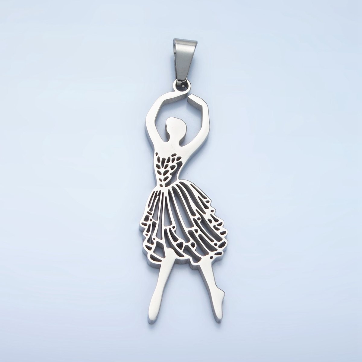 Stainless Steel Ballerina Ballet Dancing Open Pendant in Gold & Silver | P1485 - DLUXCA