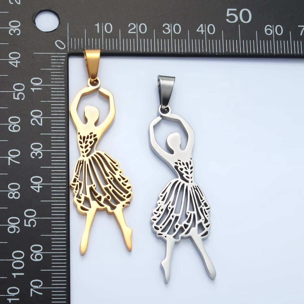 Stainless Steel Ballerina Ballet Dancing Open Pendant in Gold & Silver | P1485 - DLUXCA