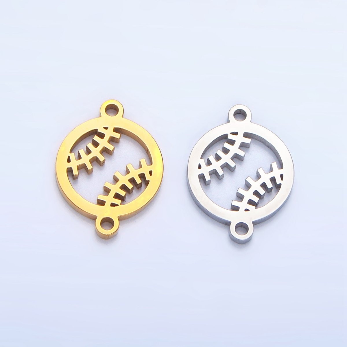 Stainless Steel Baseball Sports Charm Connector in Gold & Silver | G - 459 - DLUXCA