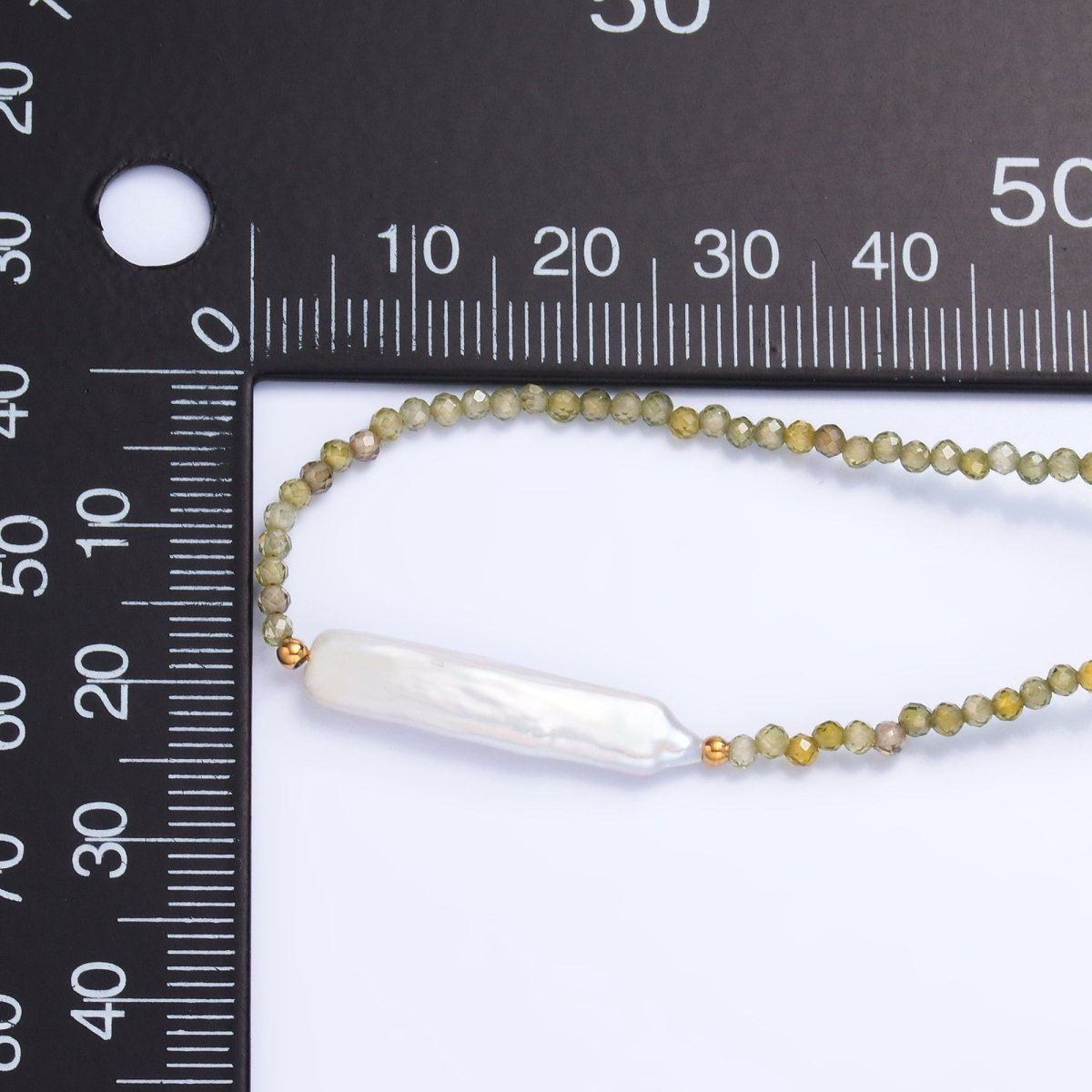 Stainless Steel Biwa Freshwater Pearl Multifaceted Crystal Gemstone 15 Inch Choker Necklace | WA - 3105 - DLUXCA