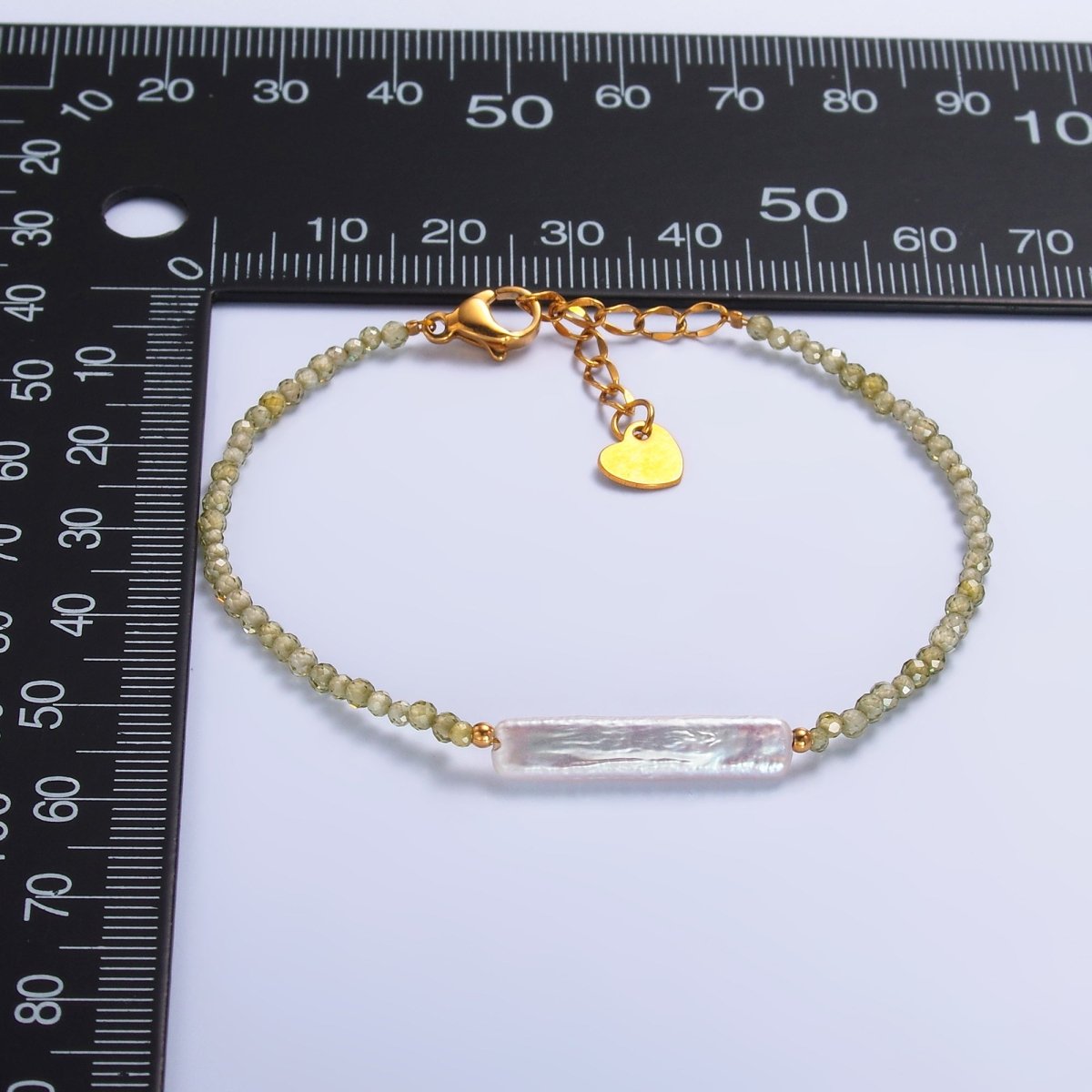 Stainless Steel Biwa Freshwater Pearl Multifaceted Crystal Gemstone 7 Inch Bracelet | WA - 3131 - DLUXCA
