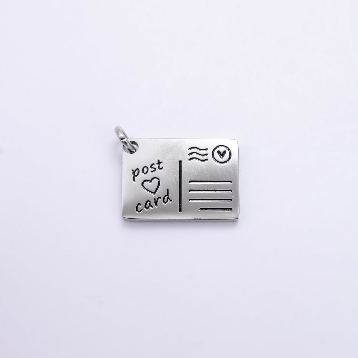 Stainless Steel Black Enamel Script Post Card Double Sided Charm in Gold & Silver | P1327 - P1332 - DLUXCA