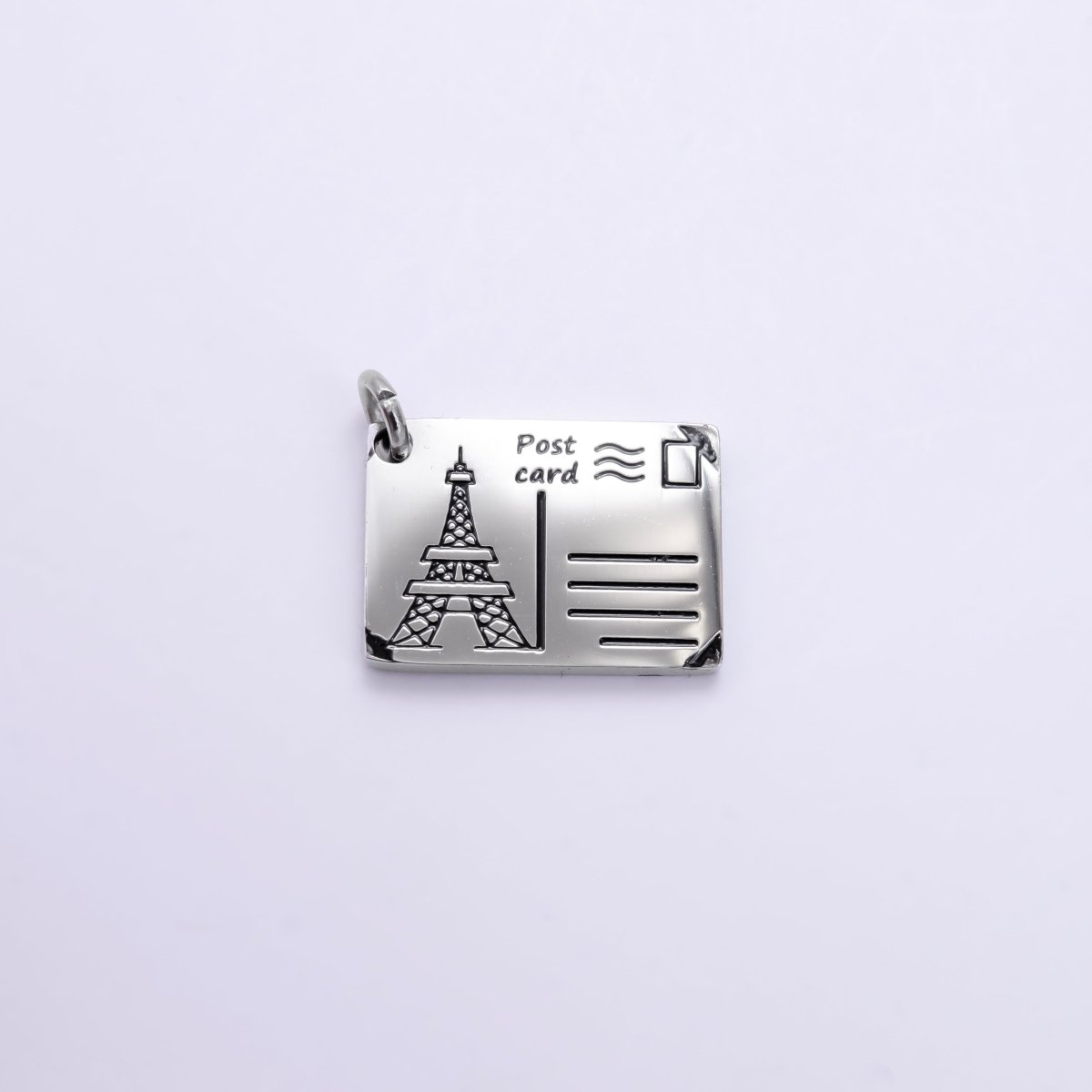 Stainless Steel Black Enamel Script Post Card Double Sided Charm in Gold & Silver | P1327 - P1332 - DLUXCA