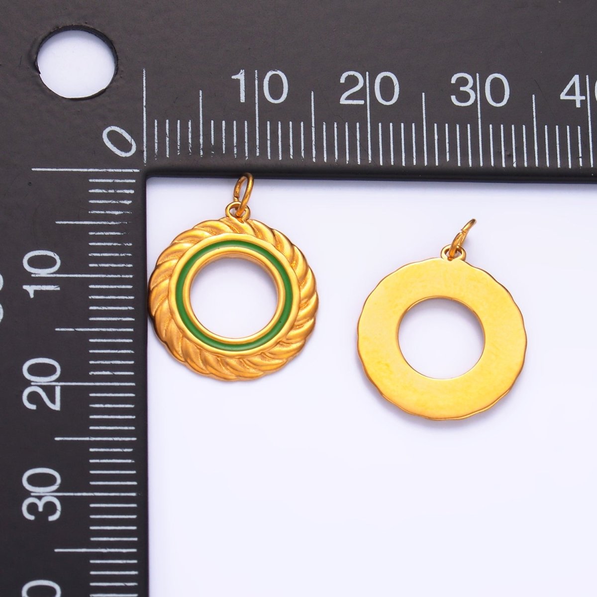 Stainless Steel Black, White, Green, Red Enamel Spiral Open Round Charm | P736 P740 - DLUXCA