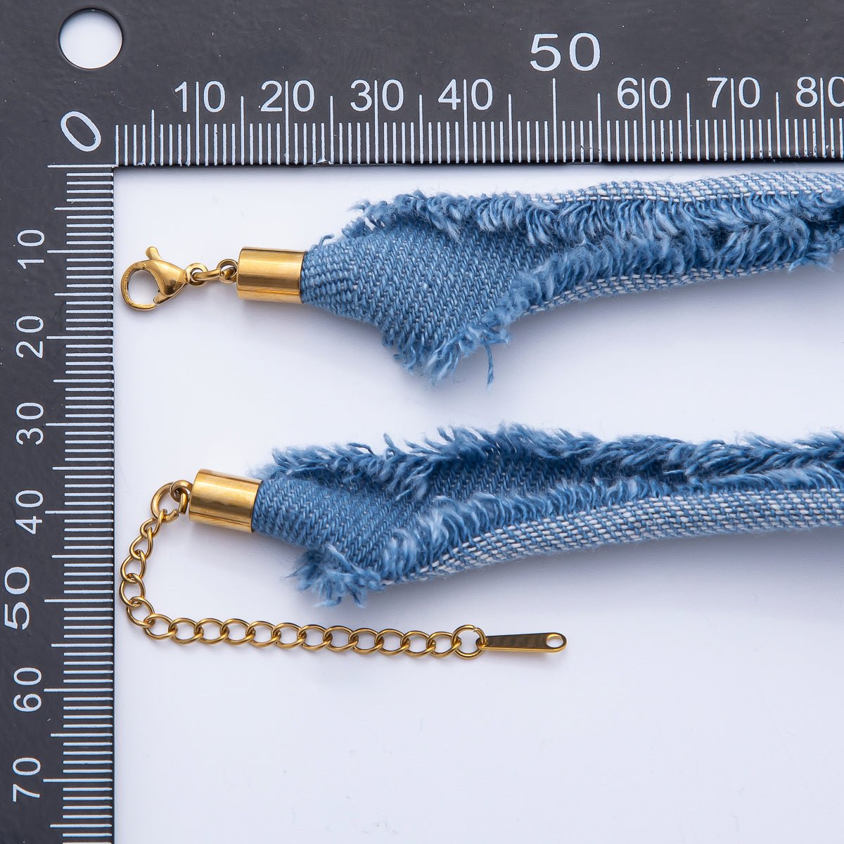 Stainless Steel Blue Denim Knot 19 Inch Handmade Scarf Necklace w. Extender | WA - 1755 WA - 1761 WA - 1762 - DLUXCA