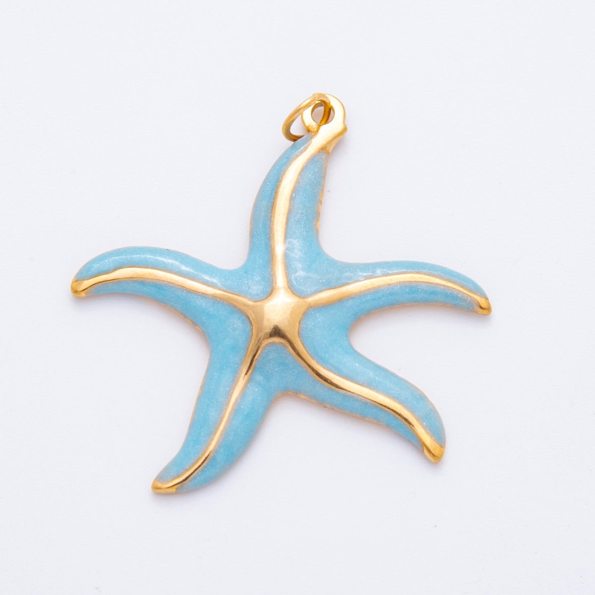Stainless Steel Blue, Purple, Orange, Green Enamel Shell Pearl Starfish Charm | J493 J494 - DLUXCA
