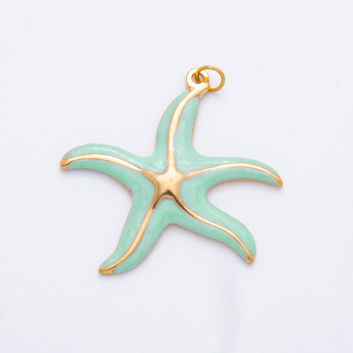 Stainless Steel Blue, Purple, Orange, Green Enamel Shell Pearl Starfish Charm | J493 J494 - DLUXCA