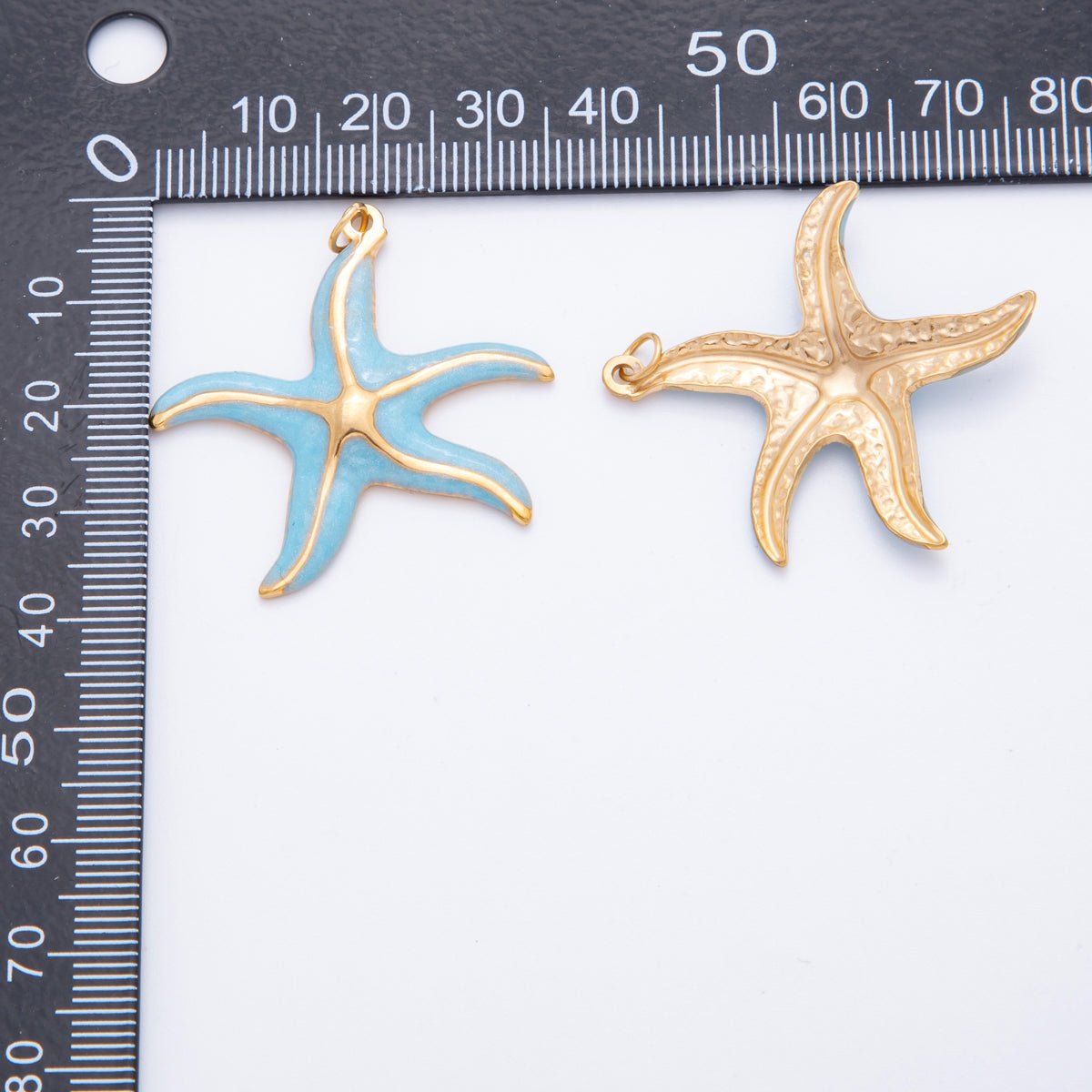 Stainless Steel Blue, Purple, Orange, Green Enamel Shell Pearl Starfish Charm | J493 J494 - DLUXCA