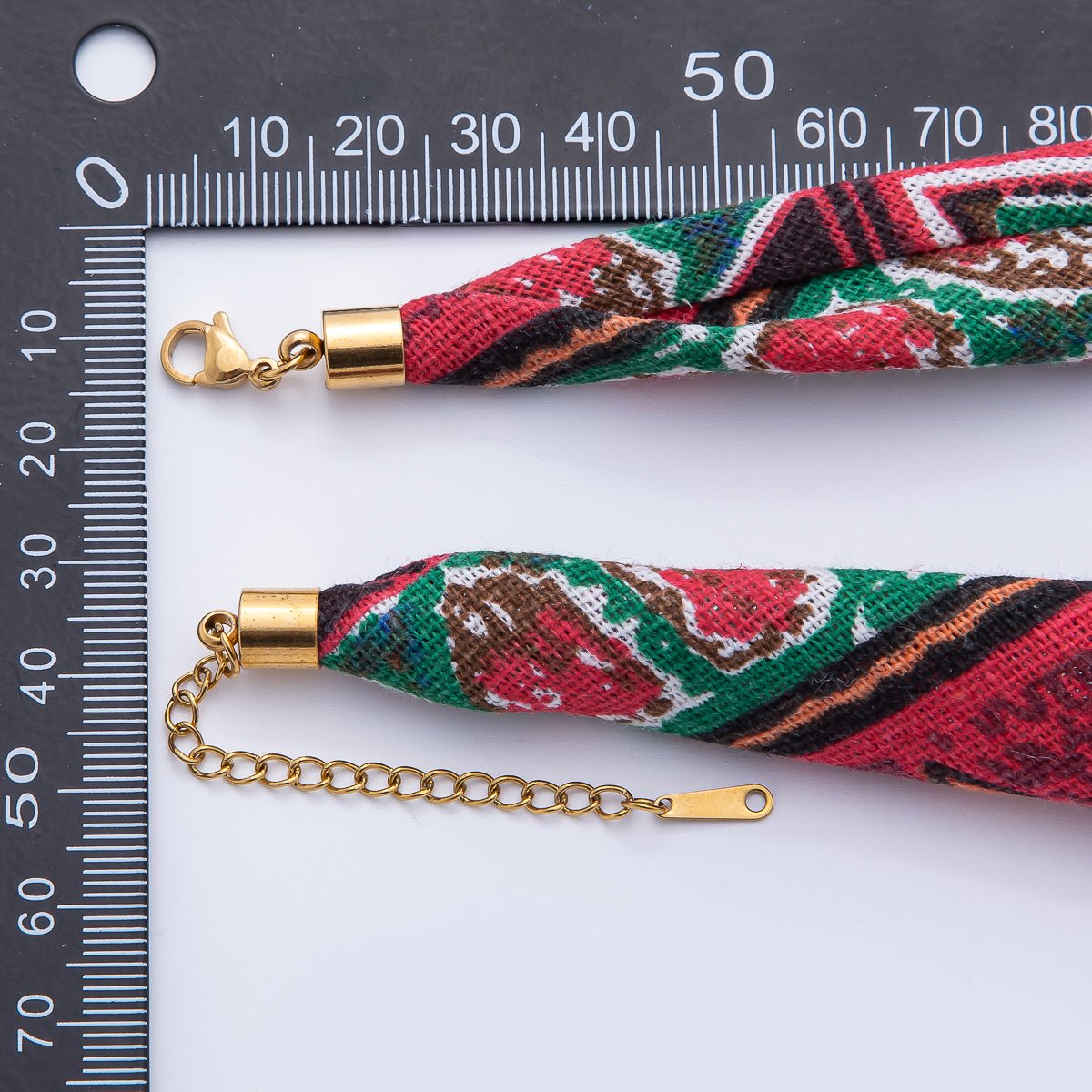 Stainless Steel Blue, Red, White Knot Geometric 18 Inch Handmade Cotton Scarf Necklace w. Extender | WA - 1864 ~ WA - 1904 - DLUXCA