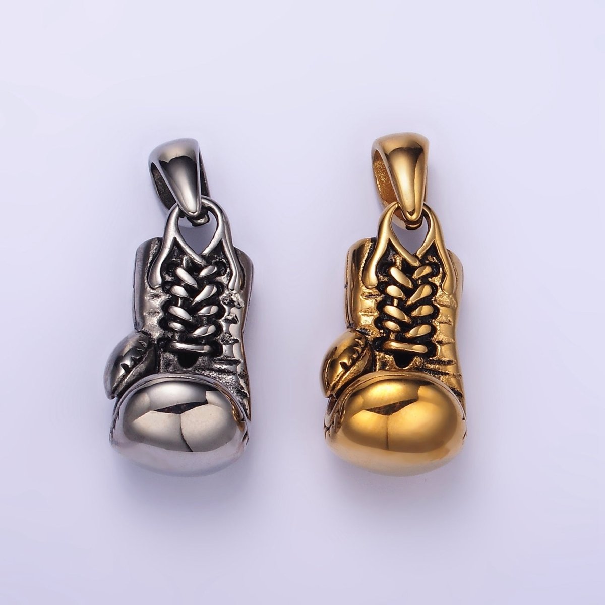 Stainless Steel Boxing Gloves Charms Pendant in Gold & Silver | P1444 P1445 - DLUXCA