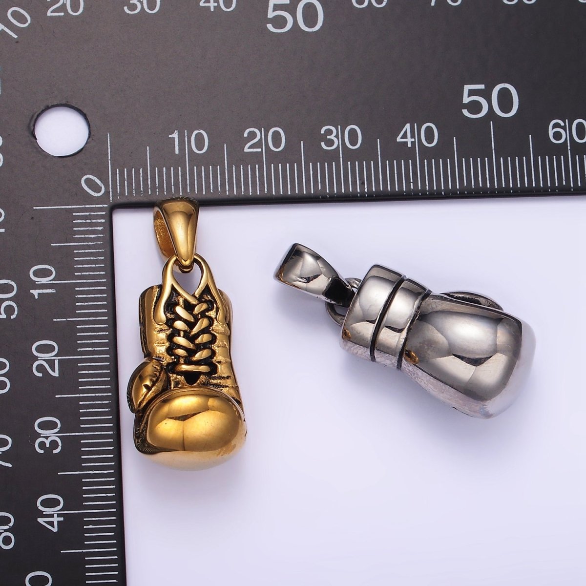 Stainless Steel Boxing Gloves Charms Pendant in Gold & Silver | P1444 P1445 - DLUXCA