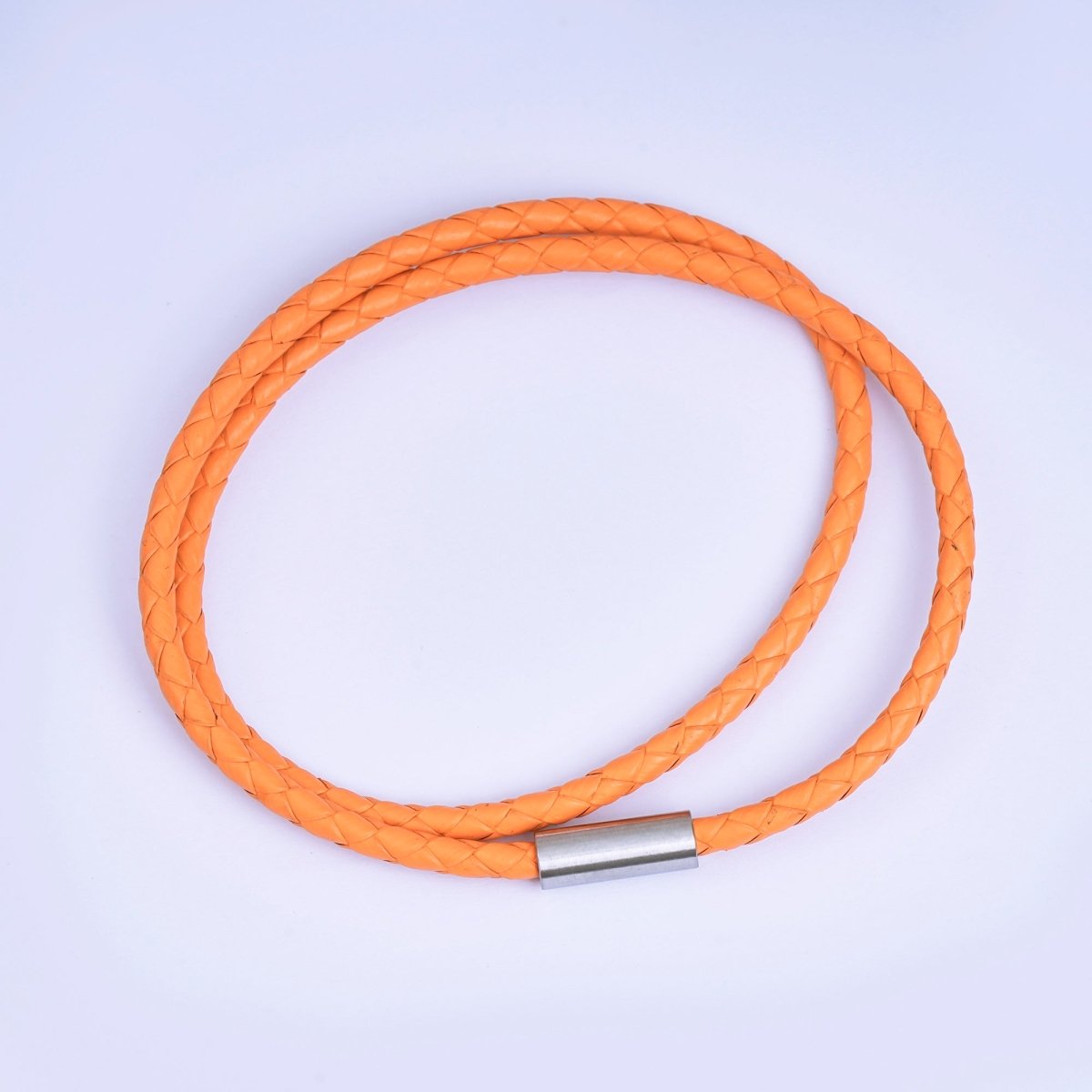 Stainless Steel Braided Leather Cord Bracelet in Orange, Blue, Brown, Black for Men Jewelry | WA1018 - WA1236 - DLUXCA