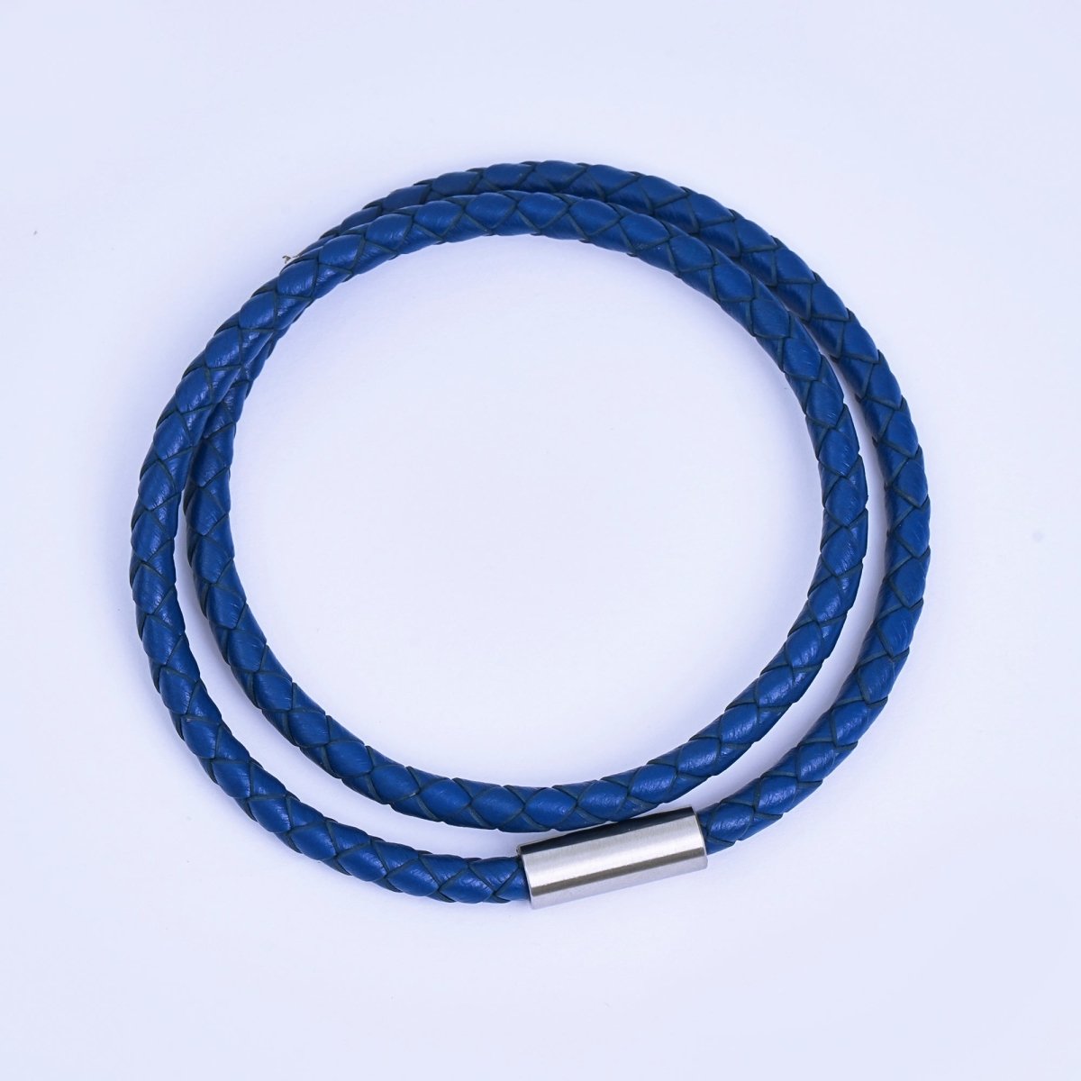 Stainless Steel Braided Leather Cord Bracelet in Orange, Blue, Brown, Black for Men Jewelry | WA1018 - WA1236 - DLUXCA