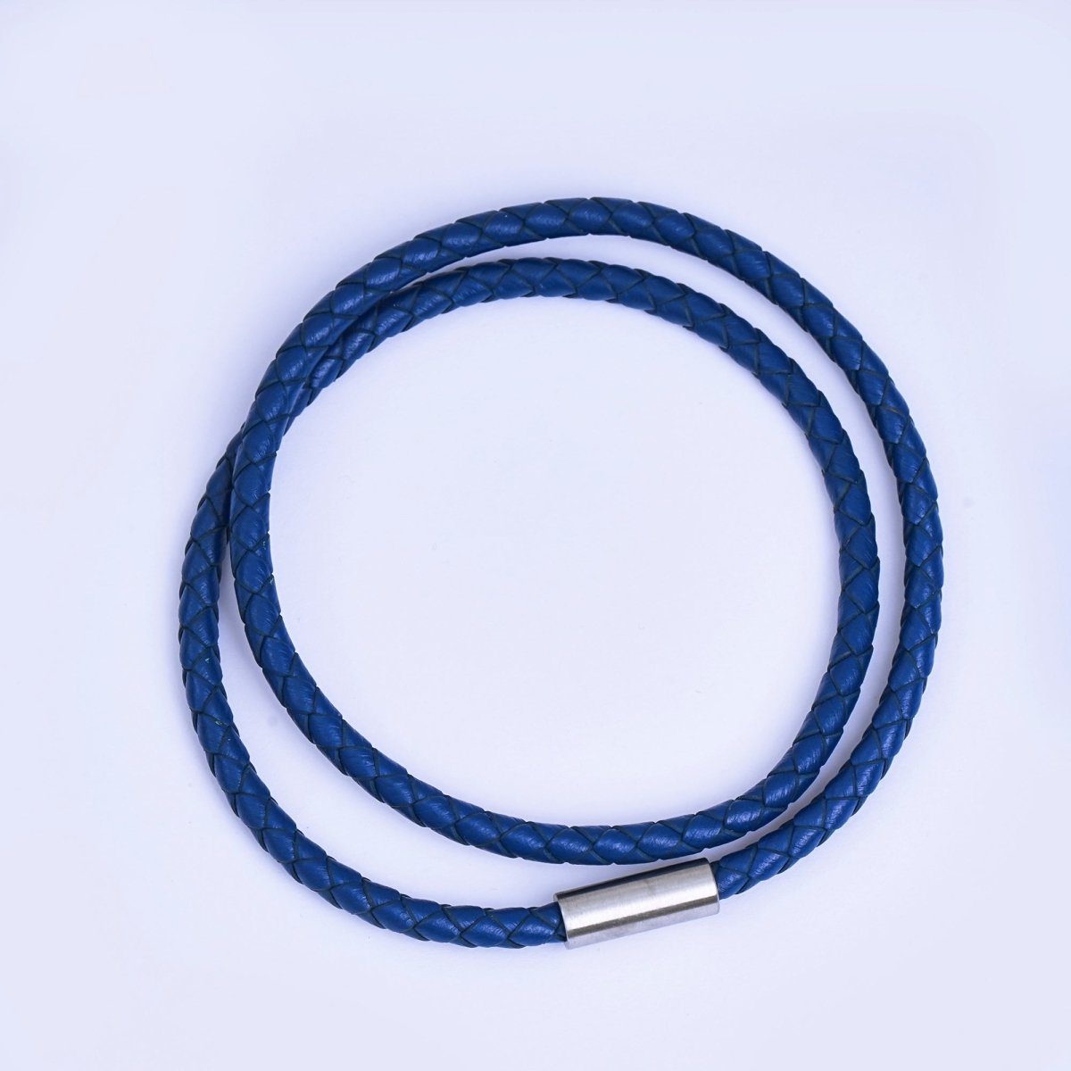 Stainless Steel Braided Leather Cord Bracelet in Orange, Blue, Brown, Black for Men Jewelry | WA1018 - WA1236 - DLUXCA