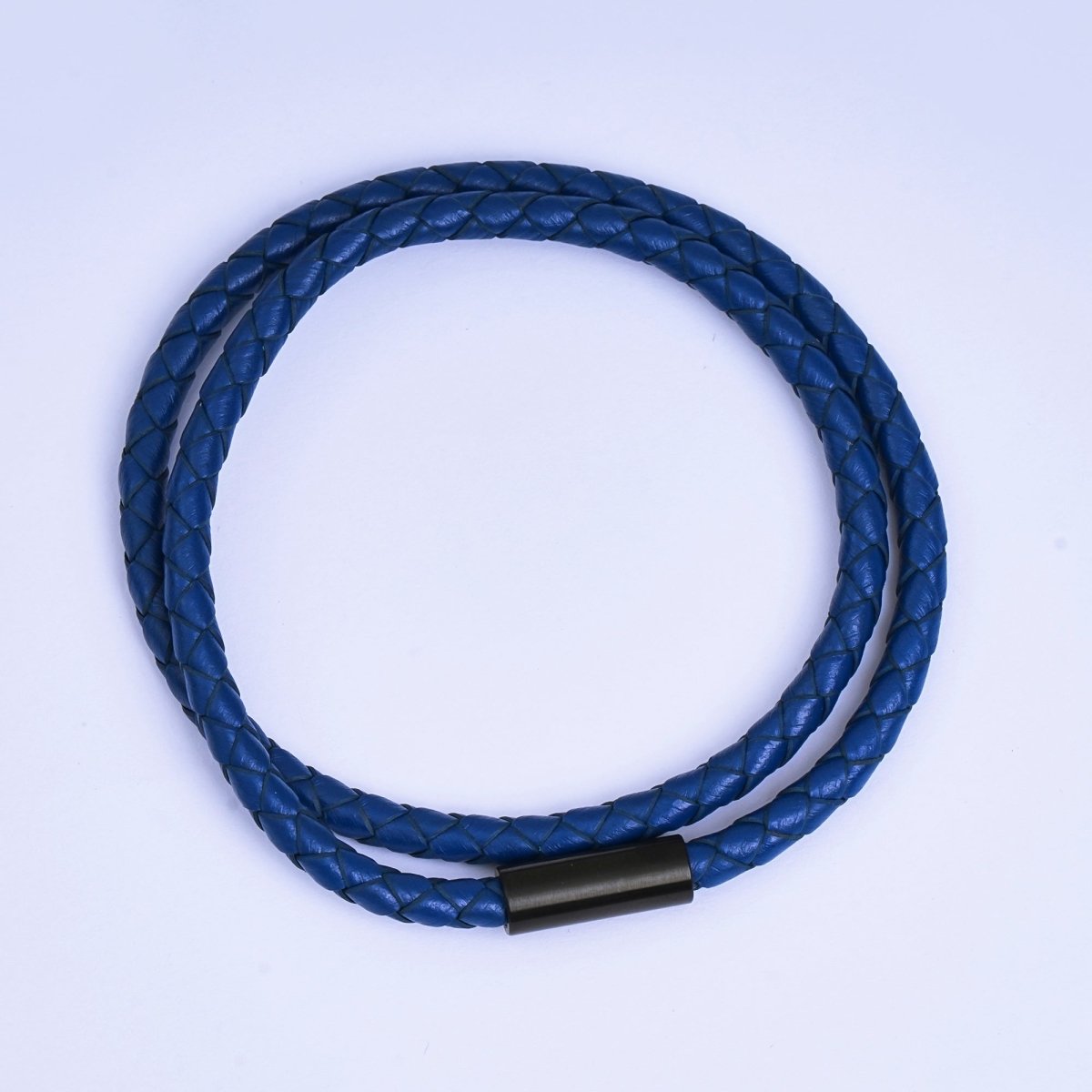 Stainless Steel Braided Leather Cord Bracelet in Orange, Blue, Brown, Black for Men Jewelry | WA1018 - WA1236 - DLUXCA