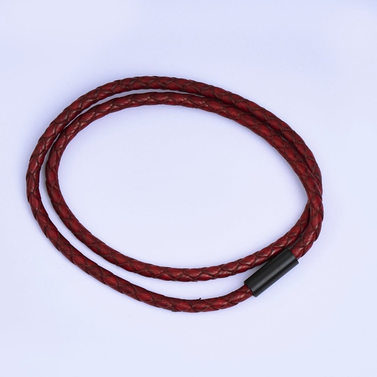 Stainless Steel Braided Leather Cord Bracelet in Orange, Blue, Brown, Black for Men Jewelry | WA1018 - WA1236 - DLUXCA