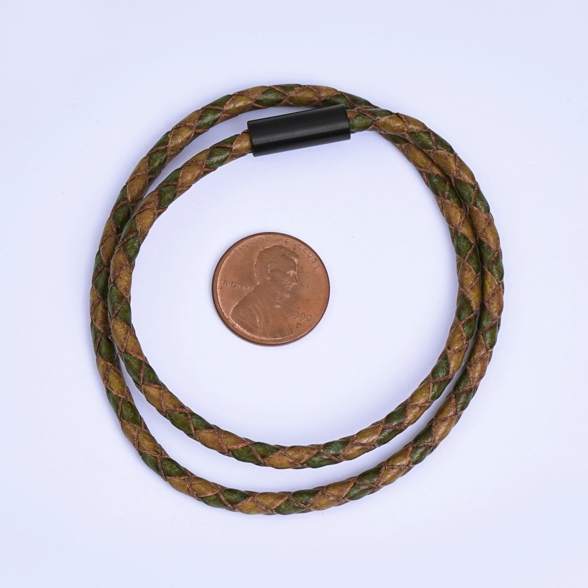 Stainless Steel Braided Leather Cord Bracelet in Orange, Blue, Brown, Black for Men Jewelry | WA1018 - WA1236 - DLUXCA