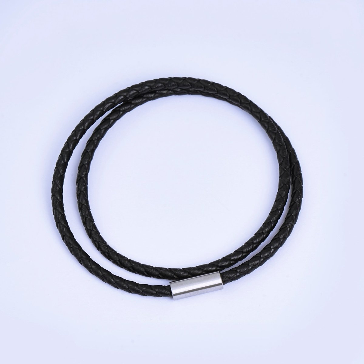 Stainless Steel Braided Leather Cord Bracelet in Orange, Blue, Brown, Black for Men Jewelry | WA1018 - WA1236 - DLUXCA