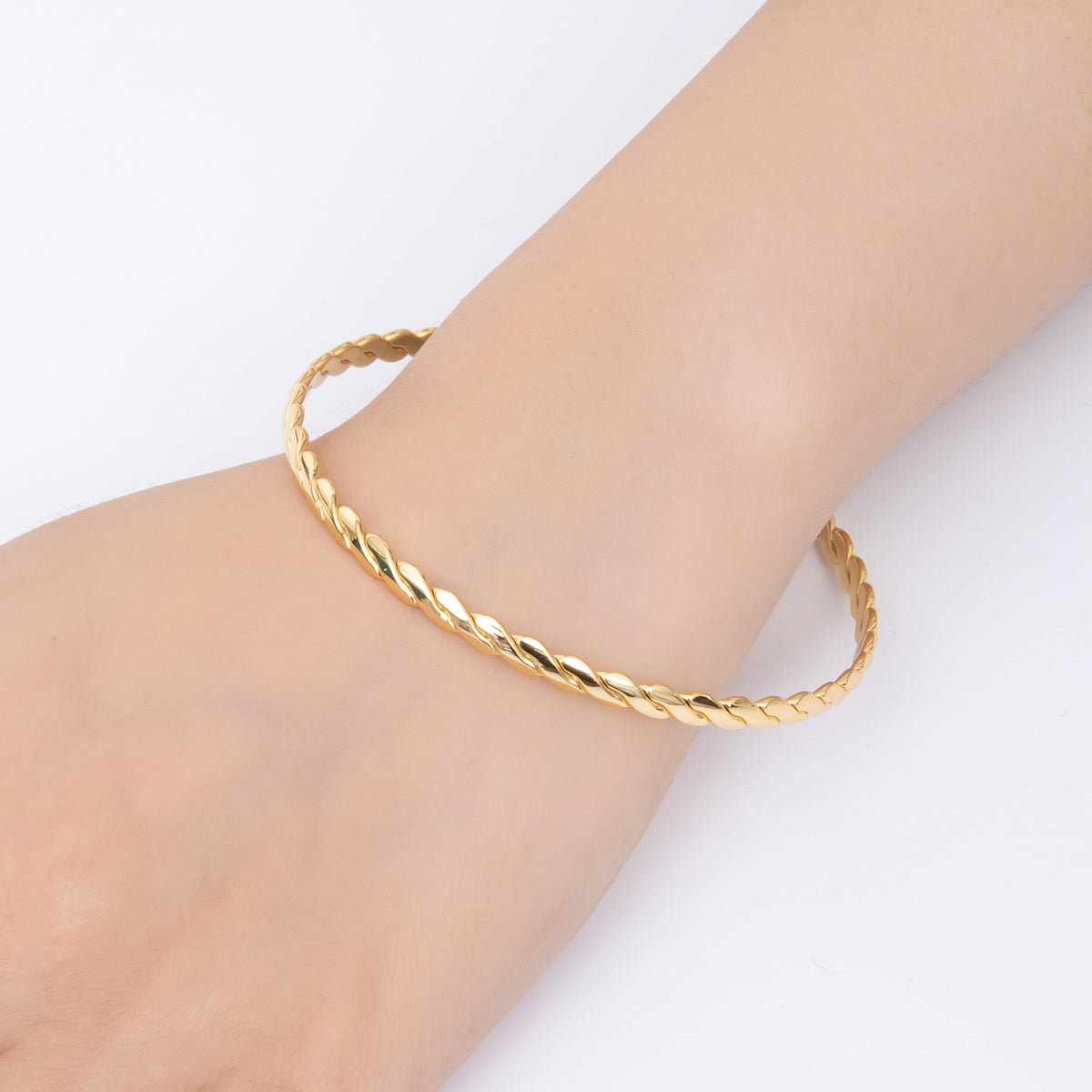 Stainless Steel Braided Weave Round Bangle Bracelet | WA - 3467 - DLUXCA