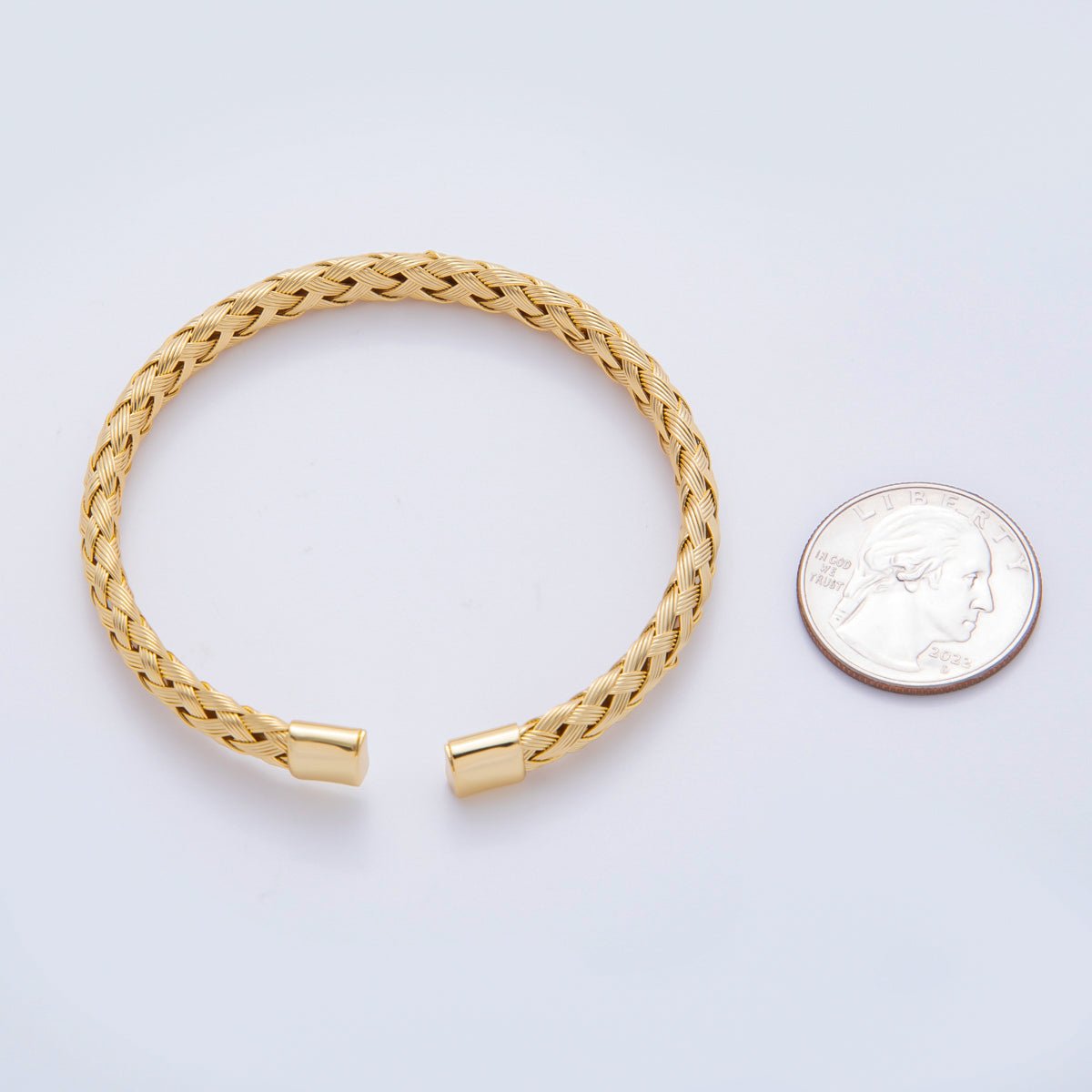 Stainless Steel Braided Woven Round Cuff Bangle Bracelet | WA - 3471 - DLUXCA