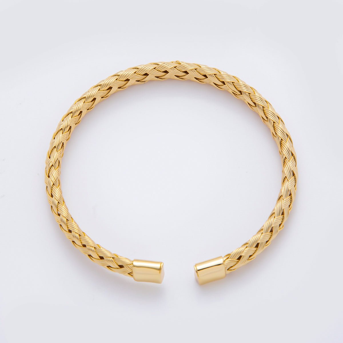 Stainless Steel Braided Woven Round Cuff Bangle Bracelet | WA - 3471 - DLUXCA