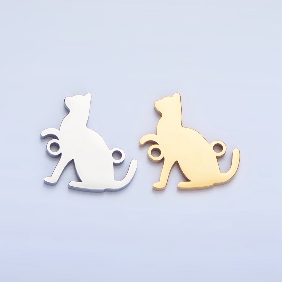 Stainless Steel Cat Kitten Pet Animal Connector in Gold & Silver | F281 - DLUXCA