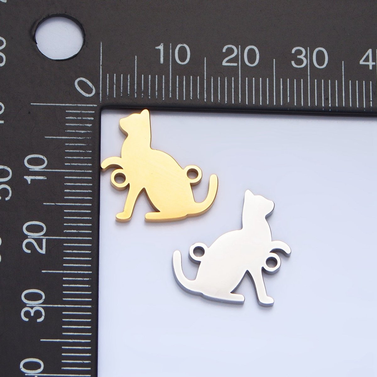 Stainless Steel Cat Kitten Pet Animal Connector in Gold & Silver | F281 - DLUXCA