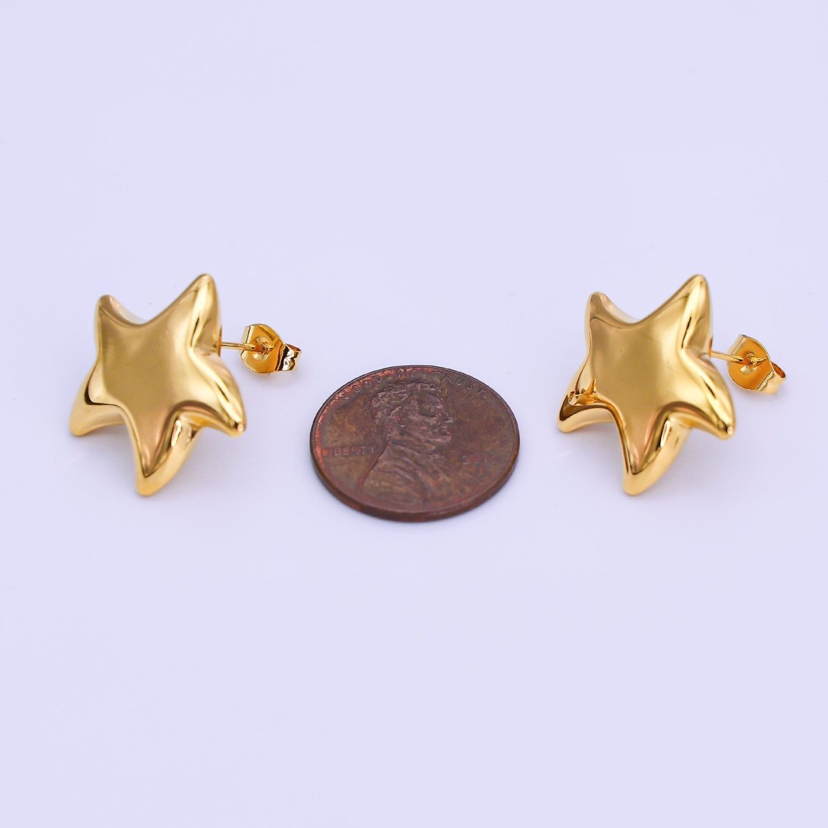 Stainless Steel Celestial Star Stud Earrings in Gold & Silver | AJ012 AJ013 - DLUXCA