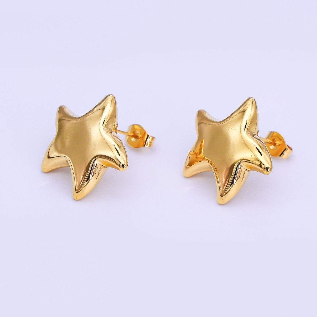 Stainless Steel Celestial Star Stud Earrings in Gold & Silver | AJ012 AJ013 - DLUXCA