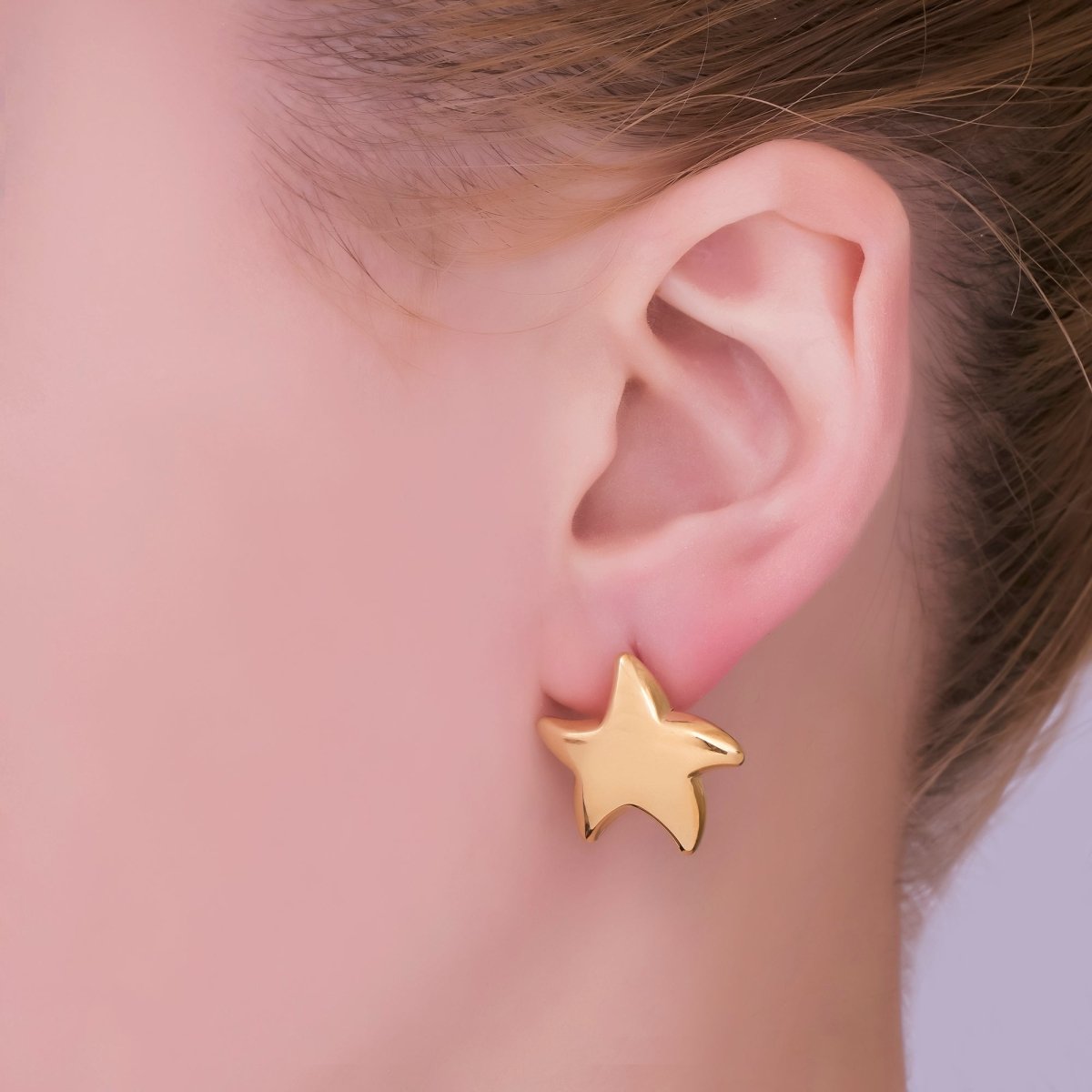 Stainless Steel Celestial Star Stud Earrings in Gold & Silver | AJ012 AJ013 - DLUXCA