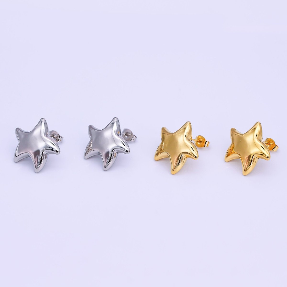 Stainless Steel Celestial Star Stud Earrings in Gold & Silver | AJ012 AJ013 - DLUXCA