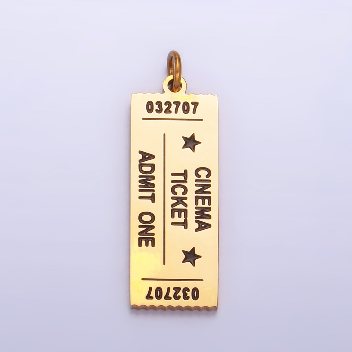 Stainless Steel "Cinema Ticket Admit One" Script Charm | P1264 - DLUXCA