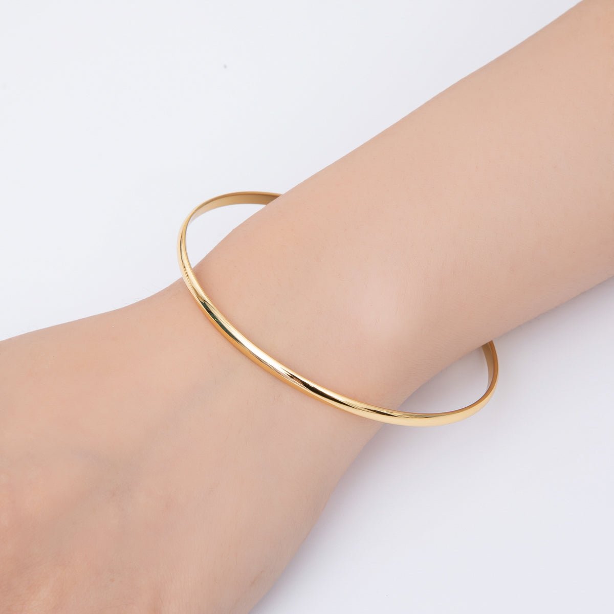 Stainless Steel Clean Classic Circle Round Bangle Bracelet | WA - 3470 - DLUXCA